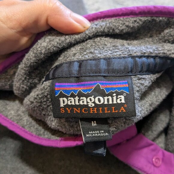 Patagonia Gray Pink Synchilla Snap-T Fleece Pullover Medium - Picture 6 of 7